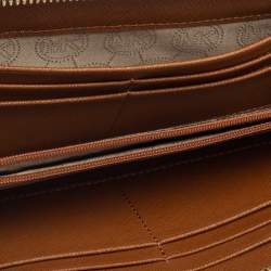 Pre Owned Michael Kors White/Blue Leather Jet Set Zip Around Wallet