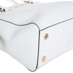 Pre Owned MICHAEL Michael Kors White Leather Medium Sutton Tote