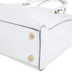 Pre Owned MICHAEL Michael Kors White Leather Medium Sutton Tote