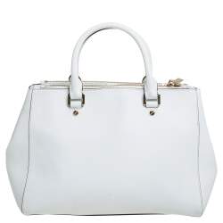 Pre Owned MICHAEL Michael Kors White Leather Medium Sutton Tote