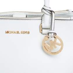 Pre Owned MICHAEL Michael Kors White Leather Medium Sutton Tote