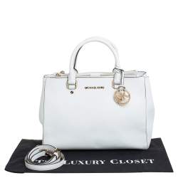 Pre Owned MICHAEL Michael Kors White Leather Medium Sutton Tote