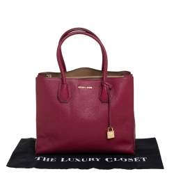 Michael Kors Burgundy Grained Leather Large Mercer Tote