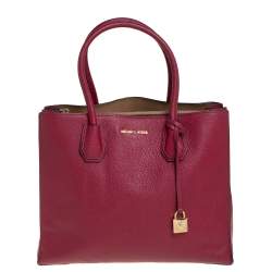 Michael Kors Red Grained Leather Large Mercer Tote Michael Kors