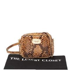 Pre Owned محفظة بسلسلة مايكل كورس جلد مطبوع نقشة الثعبان بني 