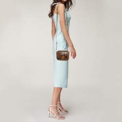 Pre Owned محفظة بسلسلة مايكل كورس جلد مطبوع نقشة الثعبان بني 