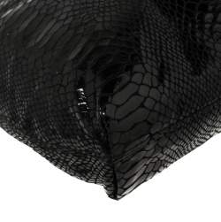 Pre Owned Michael Kors Black Python Embossed Leather Chain Tote