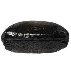 Pre Owned Michael Kors Black Python Embossed Leather Chain Tote