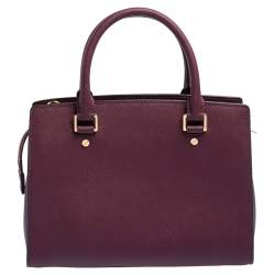 Pre Owned Michael Kors Burgundy Saffiano Leather Savannah Satchel