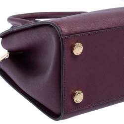 Pre Owned Michael Kors Burgundy Saffiano Leather Savannah Satchel