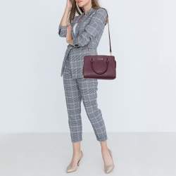 Pre Owned Michael Kors Burgundy Saffiano Leather Savannah Satchel