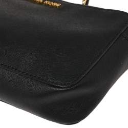 Pre Owned Michael Kors Black Leather Jet Set Crossbody Bag