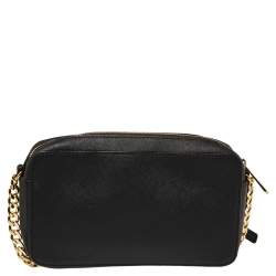 Pre Owned Michael Kors Black Leather Jet Set Crossbody Bag