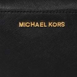 Pre Owned Michael Kors Black Leather Jet Set Crossbody Bag