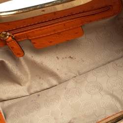 Pre Owned Michael Kors Orange Ostrich Embossed Leather Berkley Clutch