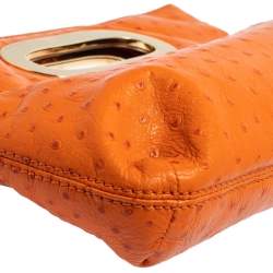 Pre Owned Michael Kors Orange Ostrich Embossed Leather Berkley Clutch