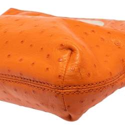 Pre Owned Michael Kors Orange Ostrich Embossed Leather Berkley Clutch