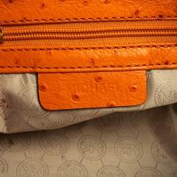 Pre Owned Michael Kors Orange Ostrich Embossed Leather Berkley Clutch