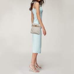 Pre Owned حقيبة كروس مايكل كورس هاميلتون كانفاس مقوى بني فاتح/كريمي وجلد