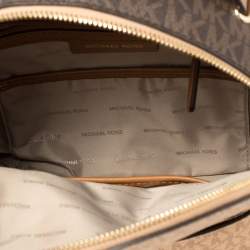 Pre Owned Michael Kors Brown/Tan Signature Coated Canvas and Leather Jessa Backpack