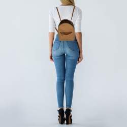 Pre Owned Michael Kors Brown/Tan Signature Coated Canvas and Leather Jessa Backpack