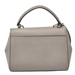 Pre Owned Michael Kors Grey Leather Mini Ava Top Handle Bag