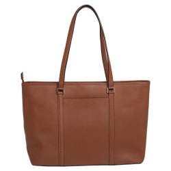 Pre Owned حقيبة مايكل كوري جيت سيت جلد سافياتو بني كبيرة