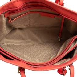 Pre Owned Michael Kors Coral Pink Saffiano Leather Large Jet Set Travel Tote