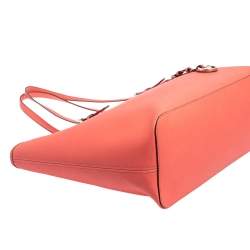 Pre Owned Michael Kors Coral Pink Saffiano Leather Large Jet Set Travel Tote