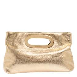 Pre Owned MICHAEL Michael Kors Metallic Gold Leather Berkley Clutch