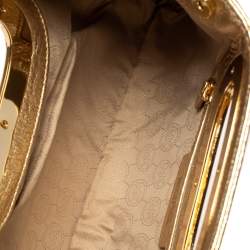 Pre Owned MICHAEL Michael Kors Metallic Gold Leather Berkley Clutch
