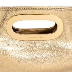 Pre Owned MICHAEL Michael Kors Metallic Gold Leather Berkley Clutch
