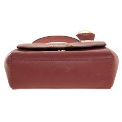 Pre Owned Michael Kors Dark Red Leather Extra Small Ava Top Handle Bag