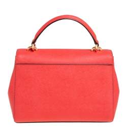 Pre Owned Michael Kors Red Leather Small Ava Top Handle Bag