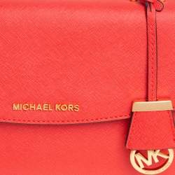 Pre Owned Michael Kors Red Leather Small Ava Top Handle Bag