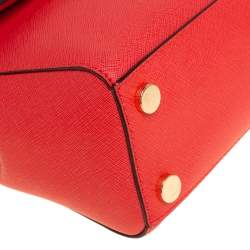 Pre Owned Michael Kors Red Leather Small Ava Top Handle Bag