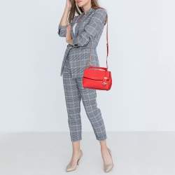 Pre Owned Michael Kors Red Leather Small Ava Top Handle Bag
