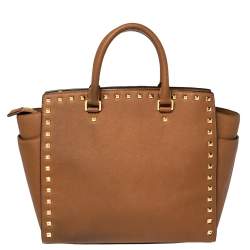 Pre Owned MICHAEL Michael Kors Brown Saffiano Leather Large Selma Tote