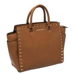 Pre Owned MICHAEL Michael Kors Brown Saffiano Leather Large Selma Tote