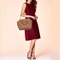 Pre Owned MICHAEL Michael Kors Brown Saffiano Leather Large Selma Tote