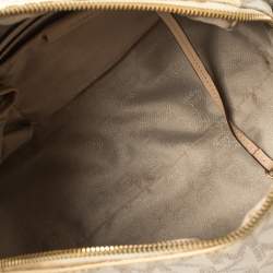 Pre Owned MICHAEL Michael Kors Ivory/Beige Signature Coated Canvas and Leather Grayson Boston Bag