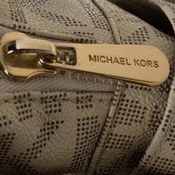 Pre Owned Michael Kors White Signature Coated Canvas Large Studded Jet Set Backpack