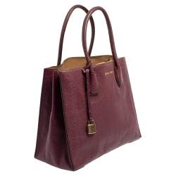 Pre Owned ح قيبة مايكل كورس ميرسر جلد عنابي محبب كبيرة