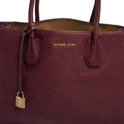 Pre Owned حقيبة مايكل كورس ميرسر جلد عنابي محبب كبيرة