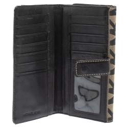 مملوكة مسبقًا محفظة مايكل كورس بروكفيل كاريال كونتينينتال جلد و كانفاس مقوى مطبوع نقشة شعار الماركة أسود و بيج