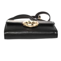 Pre Owned Michael Kors Black Leather Hudson Crossbody Bag