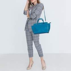 Pre Owned حقيبة مايكل مايكل كورس سيلما متوسطة مرصعة جلد أزرق