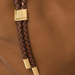 Pre Owned Michael Kors Brown Pebbled Leather Skorpios Top Zip Hobo