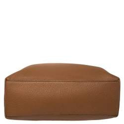 Pre Owned Michael Kors Brown Pebbled Leather Skorpios Top Zip Hobo