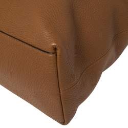 Pre Owned Michael Kors Brown Pebbled Leather Skorpios Top Zip Hobo